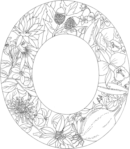 Letter O With Plants Coloring Page